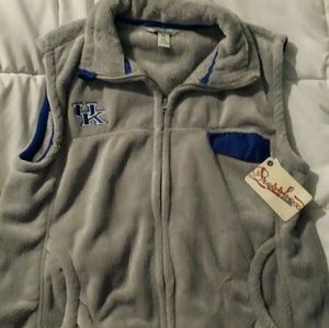 NWT, BEAUTIFUL GREY W/ROYAL BLUE UK VEST